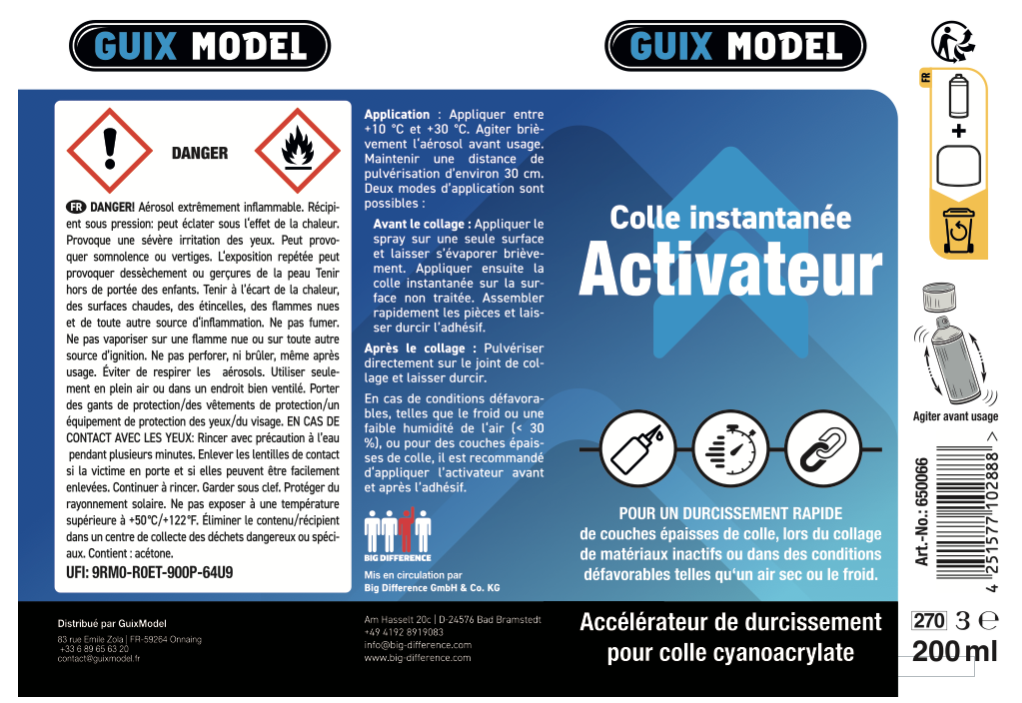 Accélérateur de cyano 200 ml Colle Cyano